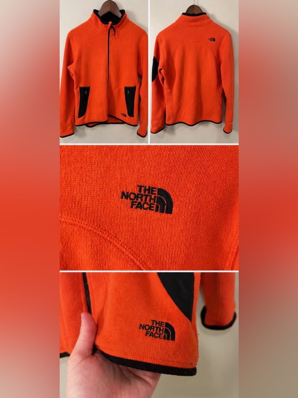 The North Face Women's Orange Fleece Utility Jacket with Black Trim - Picture 2 of 6